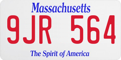 MA license plate 9JR564