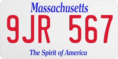 MA license plate 9JR567