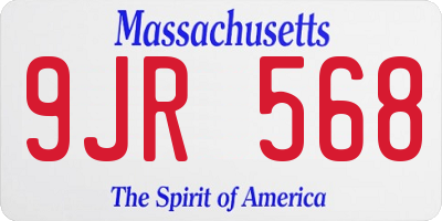MA license plate 9JR568