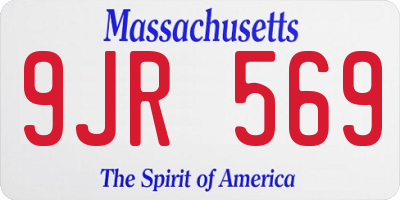 MA license plate 9JR569