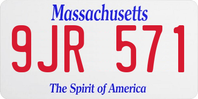 MA license plate 9JR571
