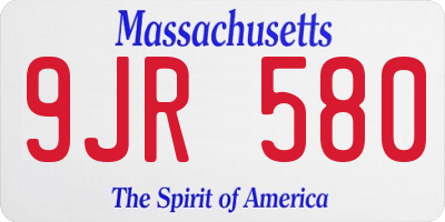 MA license plate 9JR580