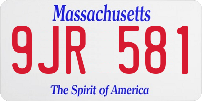 MA license plate 9JR581