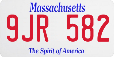 MA license plate 9JR582