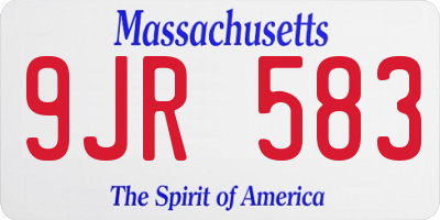 MA license plate 9JR583