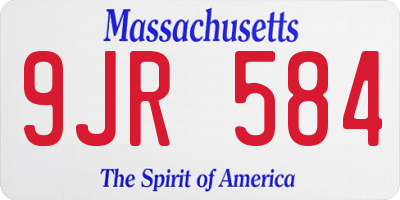 MA license plate 9JR584