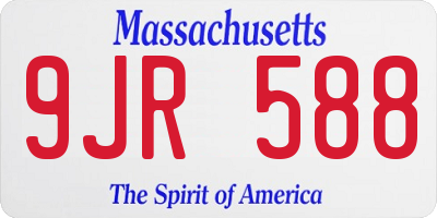 MA license plate 9JR588
