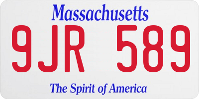MA license plate 9JR589