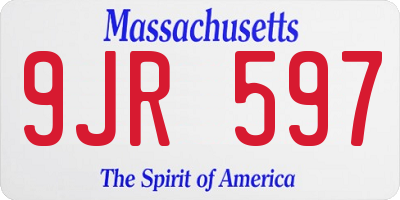 MA license plate 9JR597