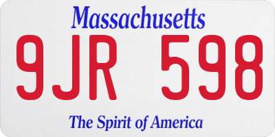 MA license plate 9JR598