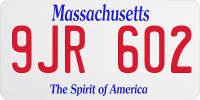 MA license plate 9JR602