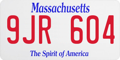 MA license plate 9JR604