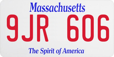 MA license plate 9JR606
