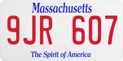 MA license plate 9JR607