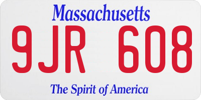 MA license plate 9JR608
