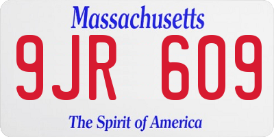 MA license plate 9JR609