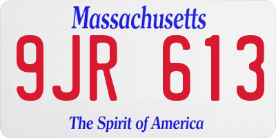MA license plate 9JR613