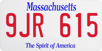 MA license plate 9JR615