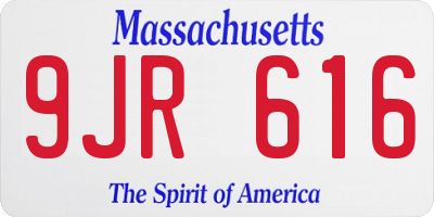 MA license plate 9JR616