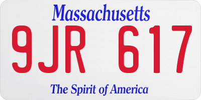 MA license plate 9JR617