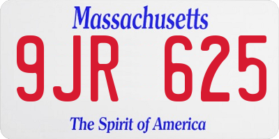 MA license plate 9JR625
