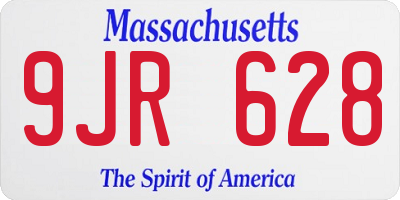 MA license plate 9JR628