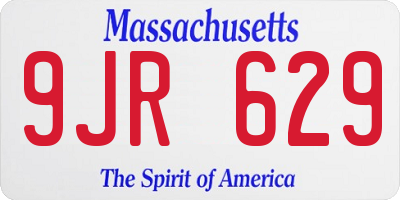 MA license plate 9JR629