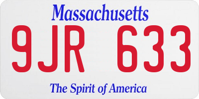 MA license plate 9JR633