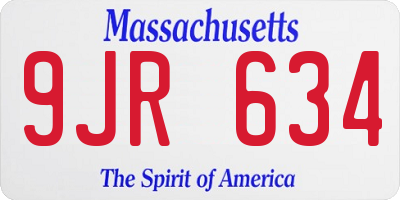 MA license plate 9JR634