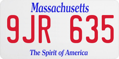 MA license plate 9JR635