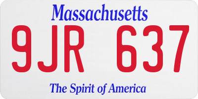 MA license plate 9JR637