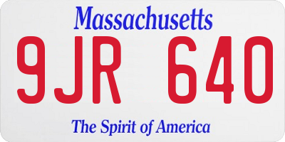 MA license plate 9JR640