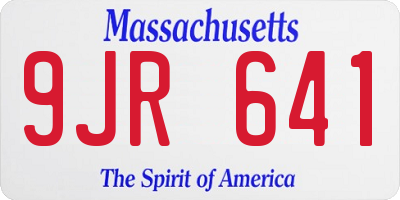 MA license plate 9JR641