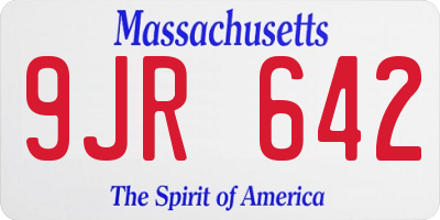 MA license plate 9JR642