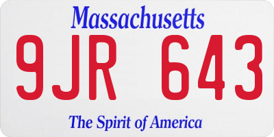 MA license plate 9JR643