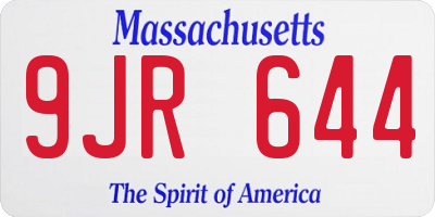 MA license plate 9JR644