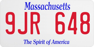 MA license plate 9JR648