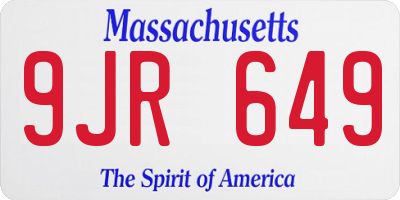 MA license plate 9JR649