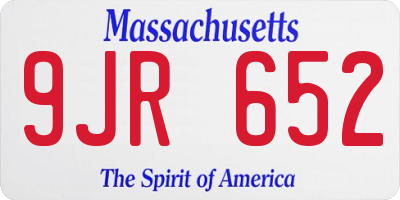 MA license plate 9JR652