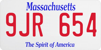 MA license plate 9JR654