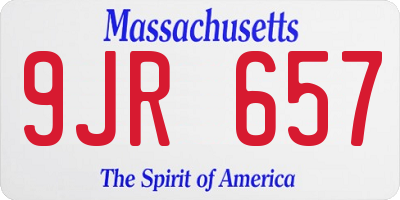 MA license plate 9JR657