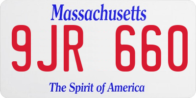 MA license plate 9JR660
