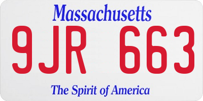 MA license plate 9JR663