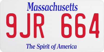 MA license plate 9JR664