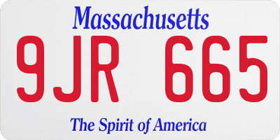 MA license plate 9JR665