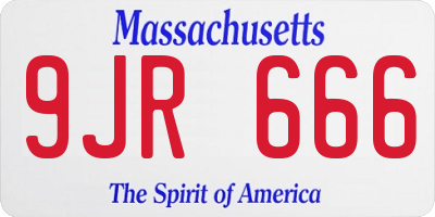 MA license plate 9JR666