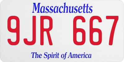 MA license plate 9JR667