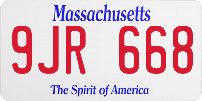 MA license plate 9JR668