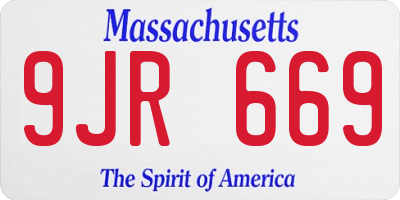 MA license plate 9JR669