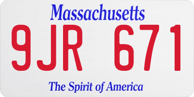 MA license plate 9JR671